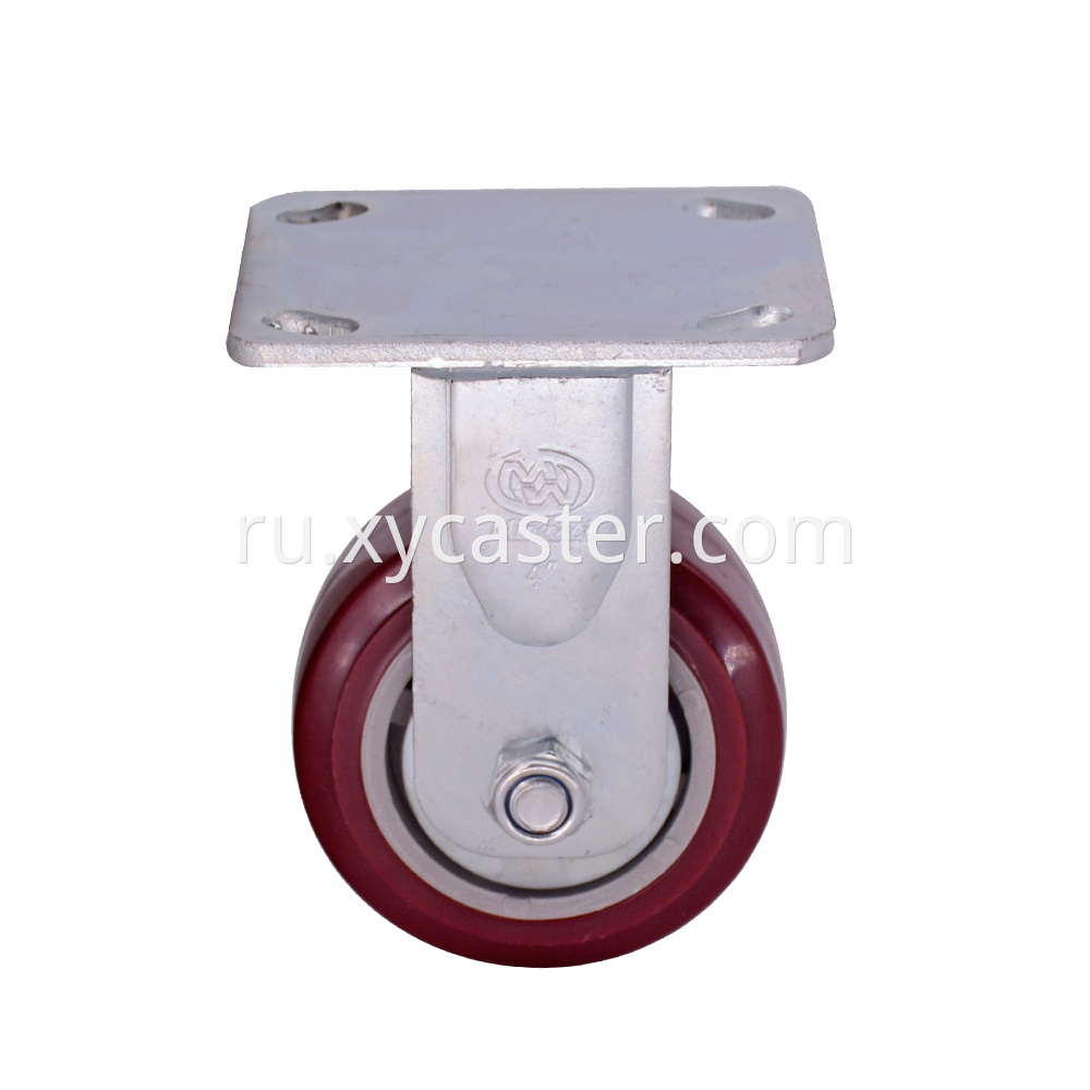 4 inch fixed red pvc caster